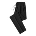 thumbnail image 3 of Women's Plus Size Straight Leg Athletic Pants, Nylon Quick Dry Cool Sensation Jogger Pants, Elastic Waist Drawcord Relaxed Fit with 2 Pockets, Ice Feeling Summer Casual Active Pants Black L, 3 of 5