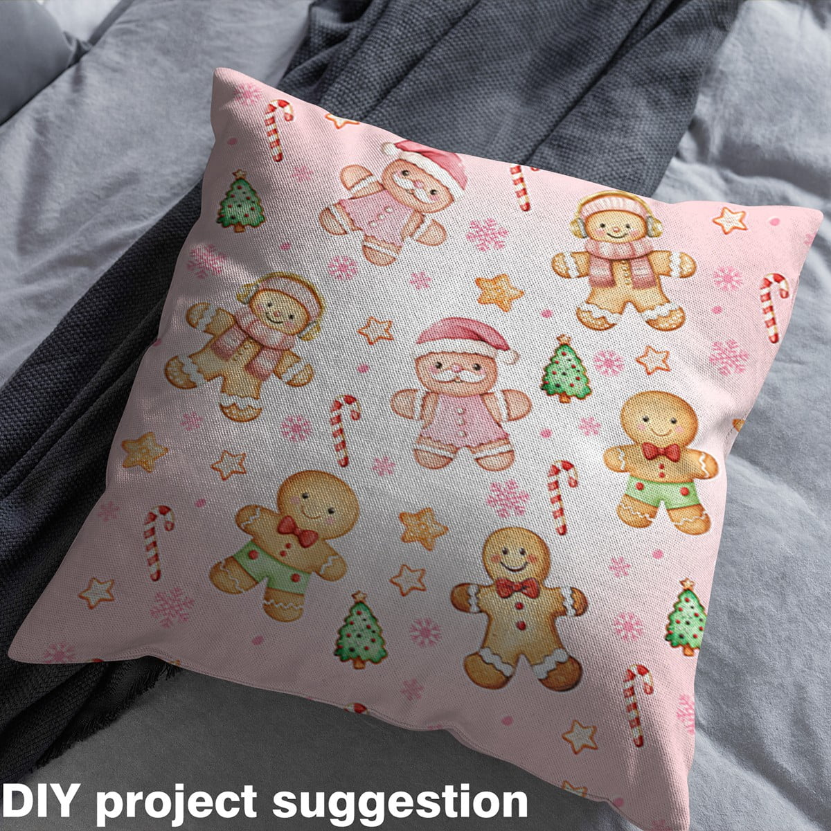 jejeloiu Christmas Snowman Fabric (3 Yards),Sweet Candy,Sewing Girls Microfiber Decor