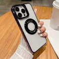 thumbnail image 1 of Magnetic Clear Case for iPhone 15 Pro Max/15 Ultra Case with Full Camera Protection [Compatible with Magsafe] Plating Camera Hidden Stand Kickstand Co, 1 of 5