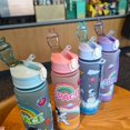 thumbnail image 5 of QHUDLV Summer Cartoon Astronaut Frosted Water Bottle Bouncing Lid Straw Cup, 800ml A9, 5 of 9