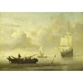 thumbnail image 2 of Willem van de Velde the Younger 24x18 Black Ornate Framed Double Matted Museum Art Print Titled: Ships Near the Coast During a Calm (C. 1650 - C. 1707), 2 of 5