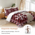 thumbnail image 7 of Winter Christmas Bedding Duvet Cover Set Queen Size 4 Pieces Snowflake Red and Black Plaid Bedding Set with Zipper Closure, 1 Comforter Cover 90x92 Inches 1 Flat Sheet & 2 Pillow Cases, 7 of 7