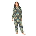 thumbnail image 2 of FORMRS Onesies Pajama for Adults Unisex Hoodie Winter Jumpsuit One Piece Sleepwear, Sizes S-2XL, Green Peacock Pattern, 2 of 7