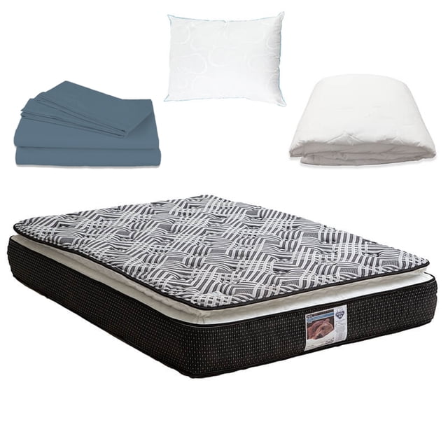 Colchón Queen Size Spring Air Omega + Sábanas Basic + Protector de Colchón + Almohada de Osos