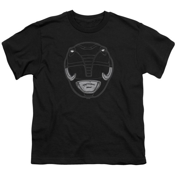 Power Rangers - Black Ranger Mask - Youth Short Sleeve Shirt - Medium