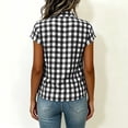thumbnail image 2 of Jewelreauty Womens Plaid Shirts with Collar Button Down Short Sleeve Blouses Casual Plus Size Cute Summer Tops (S, Black), 2 of 6