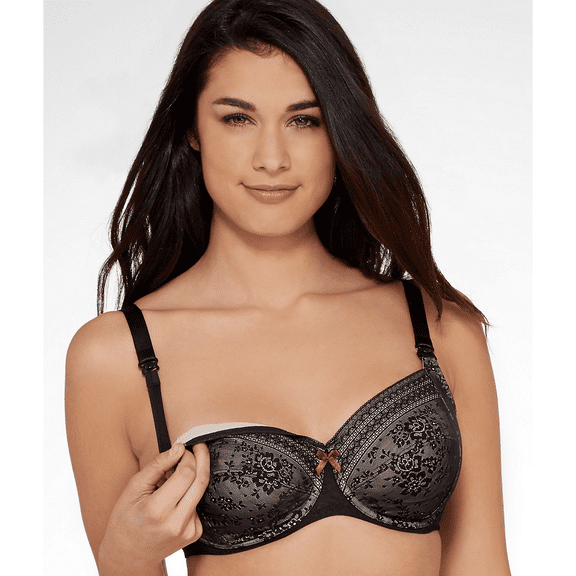 ANITA Black Fleur Underwire Nursing Bra, US 32G, UK 32F, NWOT