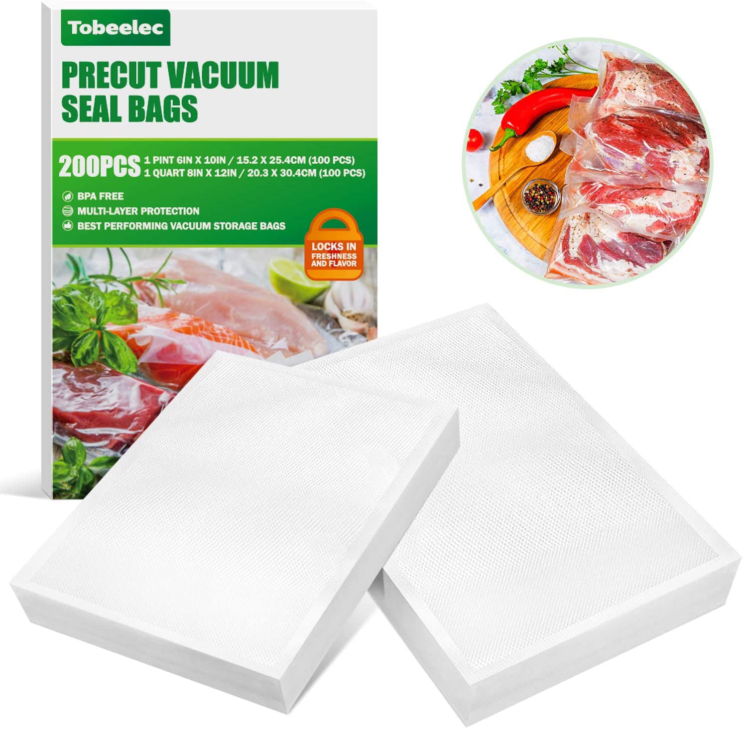 100 PCS Vacuum Sealer Bags Seal Meal  Great Food Saver Bag Kitchen Food Storage 