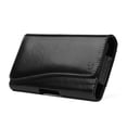 thumbnail image 2 of Universal 4.7" Horizontal Leather Belt Clip Holster Pouch Flip Carrying Holder Case with ID Card Holder, Belt Loops, Magnet for MEDIUM Cell Phone Pouch Cover [ Dimension: 5.7 x 3.1 x 0.7 inch ] BLACK, 2 of 7