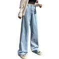 thumbnail image 4 of KOMOO Women Wide Leg Denim Pants High Waist Straight Oversized Plus Size Baggy Jeans Trousers, 4 of 9