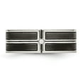 thumbnail image 4 of Stainless Steel Polished w/Brushed Center Black IP-plated CZ 8mm Band, 4 of 8