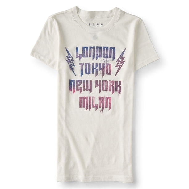 Camiseta gráfica Aeropostale Let's Rock para mujer blanca grande Camiseta gráfica
