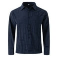 thumbnail image 2 of QATAINLAV Mens Long Sleeve Shirts Business Casual Dress Shirts Regular Fit Work T-Shirts Solid Color Button Down Textured Shirts Vacation Tops Navy S Gifts for Mom, 2 of 8