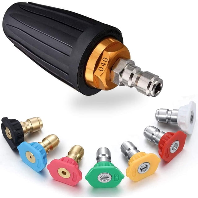 Boquilla turbo giratoria para hidrolavadora con conexión rápida de 1/4", boquilla para hidrolavadora de 4000 psi para limpieza, con múltiples boquillas de 7 grados