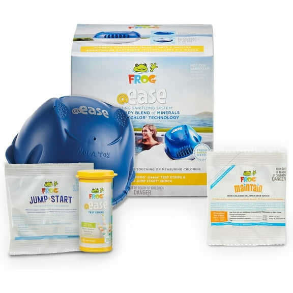 FROG @ease Floating Sanitizing System for Hot Tubs up to 600 gallons, Self-Regulating Spa Sanitizer   1 Packet of FROG Maintain Non-Chlorine Shock Treatment, Cyanuric Acid Free