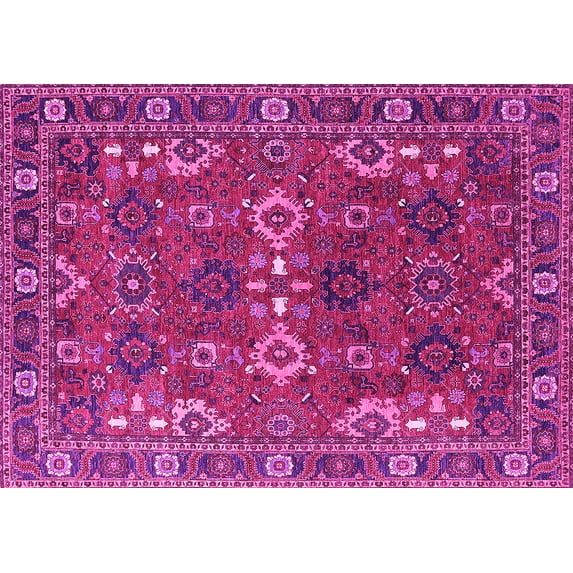 Ahgly Company Indoor Rectangle Oriental Pink Industrial Area Rugs, 8' x 12'