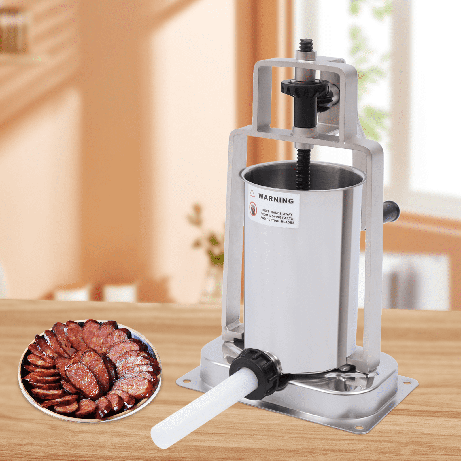Miumaeov Stainless Steel Vertical Sausage Stuffer Capacity 5 Lbs Hand