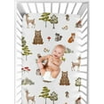 thumbnail image 4 of Sweet Jojo Designs Watercolor Woodland Forest Animals Green Brown White Fitted Crib Sheet, 4 of 6