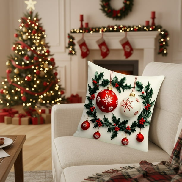 Uuiauoio Christmas Pillow Covers Pillow Case Christmas Xmas Winter Home Decor Living Room House Decorative Cushion Case for Sofa Couch,Holiday Themed Decorative Pillow Cases