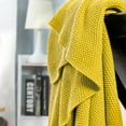 thumbnail image 2 of Unique Bargains Pure Cotton Soft Cable Knit Throw Blanket Yellow 70" x 78", 2 of 7