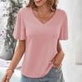 thumbnail image 1 of Blouse Décontractée à Manches Courtes et Col en V pour Femmes, Légère et Douce en Polyester, pour Usage Quotidien, Fête, Travail, Vacances, Printemps Automne, 1 of 6