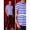 thumbnail image 5 of DARING DIVA Men's Striped Short Sleeve Crew Neck Casual Stripes T Shirt 2XL Blue White, 5 of 6
