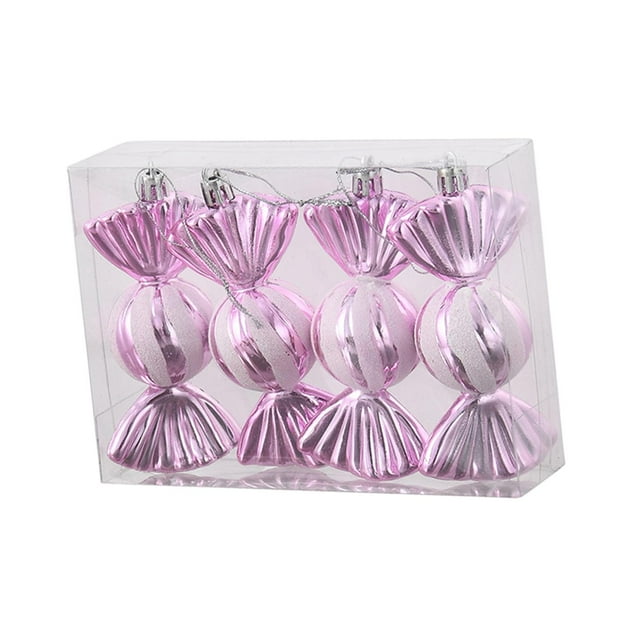 Decoración colgante de dulces de Navidad con cuerda, Adornos divertidos de de Navidad para decoración de aniversario de boda, año Nuevo, 4 Uds. Rosa