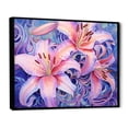thumbnail image 2 of Designart "Tranquil Watercolor: Coral Lilies I" Lilies Floater Framed Canvas Prints, 2 of 5