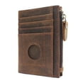 thumbnail image 1 of Men Cards Holder Compatible with Airtag RFID Blocking Zipper Wallet Brown, 1 of 7