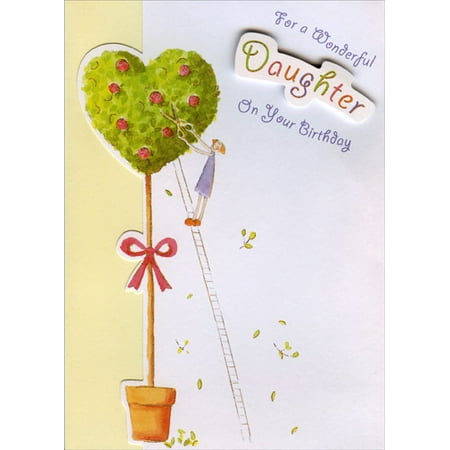 Designer Greetings Die Cut Tree with Gold Foil and Tip On Banner Handmade: Daughter Birthday