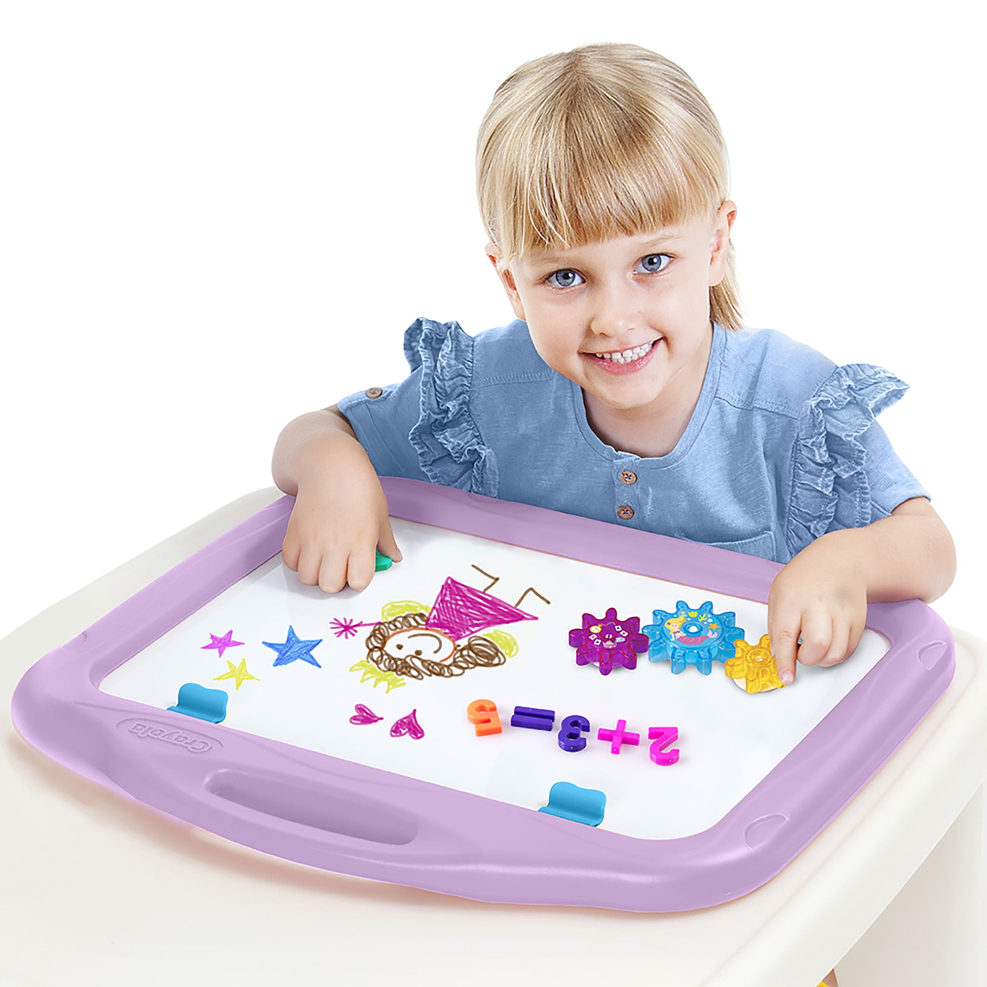 Crayola: Ready-To-Create: Magnetic Board Playset - Purple, Fairy-Tale Themed - Double-Sided, Dry-Erase/Chalk, Letters-Numbers, Stickers, Gears, Kid 3+