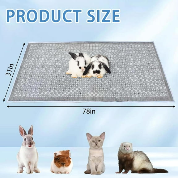 Reusable Washable Rabbit Cage Liner 31x78in Soft Non-Slip Pet Mat for Guinea Pigs Hamsters Ferrets