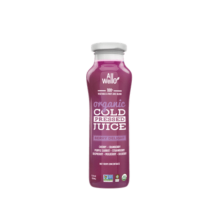 Allwello Organic  Fair-Trade  Cold Pressed Juice Tropical Escape  11.1oz  6 Pack