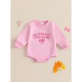 thumbnail image 4 of Miaouyo Infant Baby Girls Fall Sweatshirts Rompers 0 3 6 12 18 Months Letter Bowknot Embroidered Round Neck Long Sleeve Fall Jumpsuits, 4 of 9