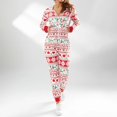 thumbnail image 2 of Mono largo para dormir en el hogar para mujer, pijama de manga larga con cremallera y capucha abigarrada con patrones navideños, 2 of 4
