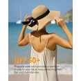 thumbnail image 5 of Womens Sun Straw Hat Wide Brim UPF 50 Summer Hat Foldable Roll up Floppy Beach Hats for Women, 5 of 6