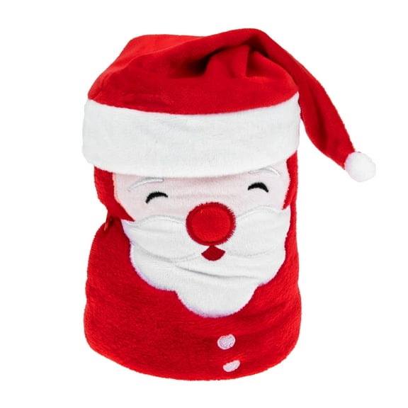 LEORX Red Santa Claus Fleece Throw Blanket for Christmas, Soft and Fuzzy 39x31 Inches Blanket Featuring Santa Hat, Perfect for Kids and Adults, Ideal for Sofa Bed and Living Room Decor, 1 Piece