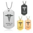 thumbnail image 4 of Personalized Medical Alert Necklace for Men, Custom Laser Engraving, Stainless Steel Medical Army Dog Tag Pendant with 24” Chain, Emergency Medical Card, 4 of 6