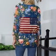 thumbnail image 4 of Women's Independence Day 3/4 Sleeve Sweaters, Casual Flag Printed T-shirt, Plus Sized Spring Round-neck Loose Fit Tops for Womens, 4 of 5