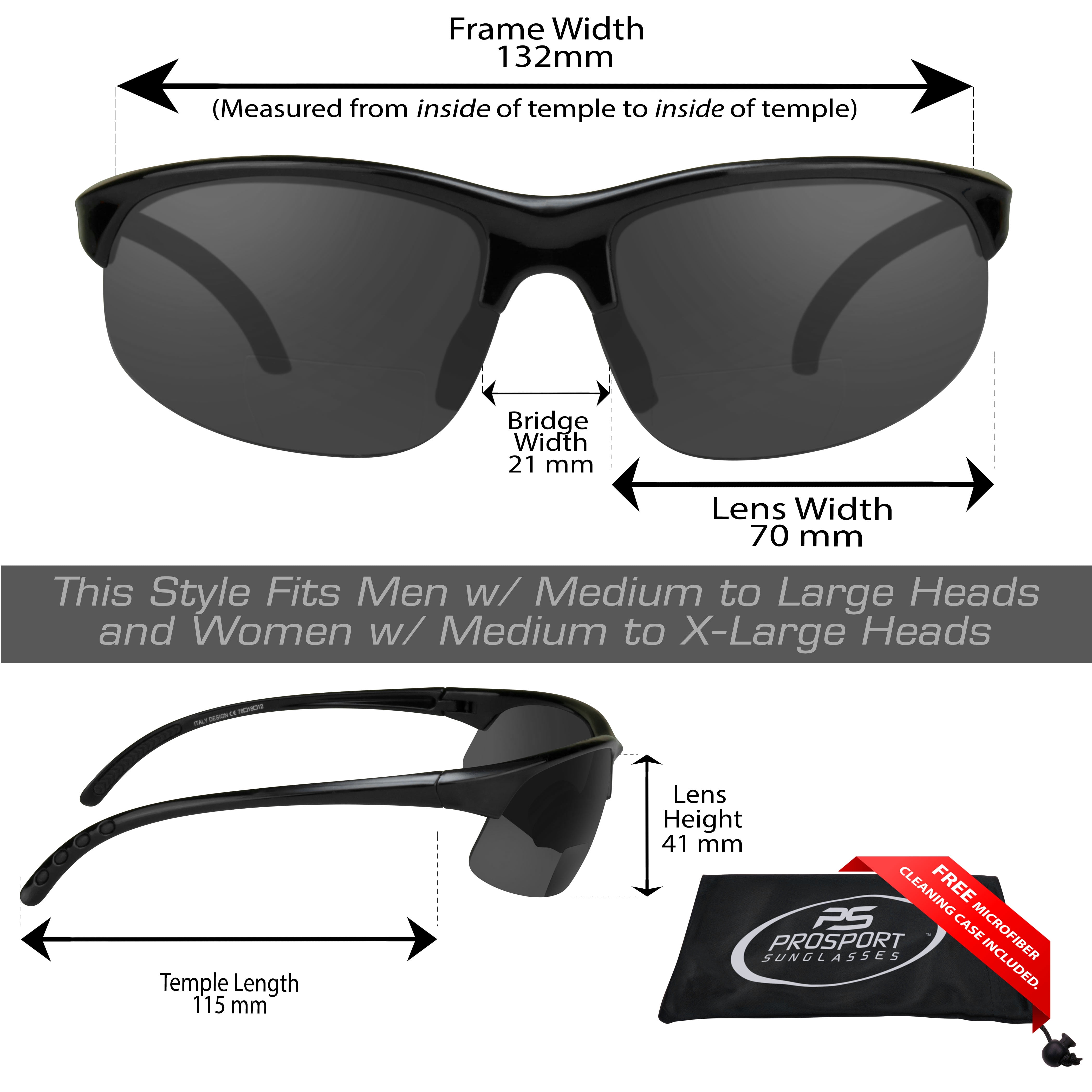 proSPORT Sunglasses 2 Pairs 2.00 Bifocal Reader Sunglasses Dark Gray Smoke & Optic Yellow Lens Sport Wrap Polycarbonate Golf Cycling Driving Running Tennis Motorcycle Men Women