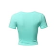 thumbnail image 3 of A2Y Women's Deep V-Neck Short Sleeve Unique Slim Fit Cross Wrap Shirt Crop Tops Mint L, 3 of 6