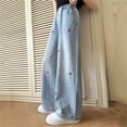 thumbnail image 5 of hoksml Kids' Girls (5-15Y) Cherry Print Denim Pants Loose Elastic Waist Jeans Casual Straight-leg Pants with Pockets, 5 of 9