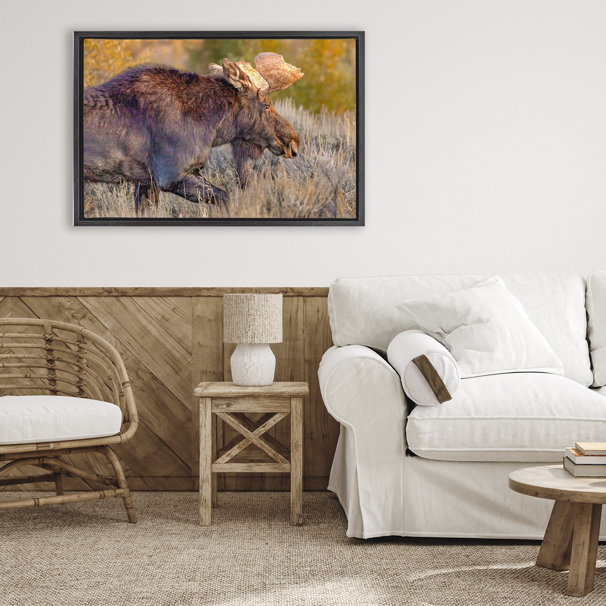 Stupell Industries Bull Moose At Dusk Black Framed Floater Canvas Wall Art, design by Shelley Carlisle