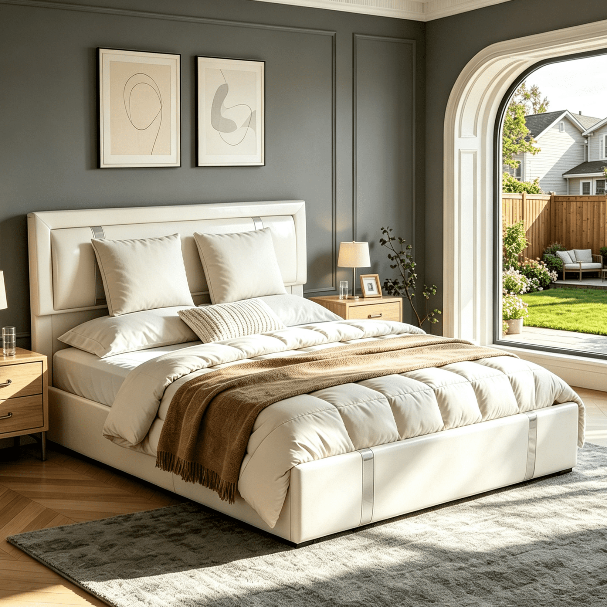 Gewnee Full Size Lift Up Storage Bed,Faux Leather Upholstered Platform Bed with Adjustable Headboard and Charging Ports,LED Bed Frame with Hydraulic Support.White