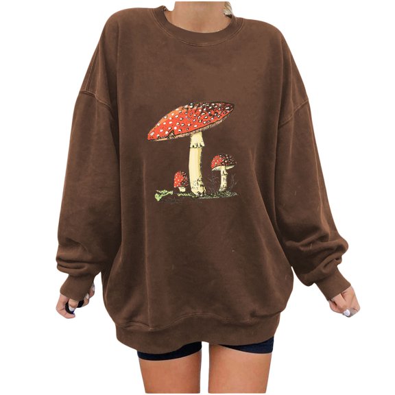 WXLWZYWL Trendy Sweatshirts For Women 2023 Women Casual Full Sleeve Round Neck Tops Loose Blouse Sun And Print Graphic Sweatshirt