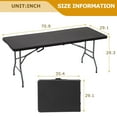 thumbnail image 3 of CL.HPAHKL 6 ft Folding Table, Heavy Duty Plastic Table with Collapsible Steel Legs Portable Table Camping with Carrying Handle Indoor Outdoor Picnic Table for Parties Wedding BBQ, Black Rattan, 3 of 7