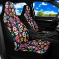 thumbnail image 2 of Binienty Sugar Skull Car Seat Covers Front Seats Stretchy Fabric Waterproof Auto Seat Covers Airbag Compatible Universal Fit for Cars SUV Truck Van Women Girly Auto Interior Decor, 2 of 8