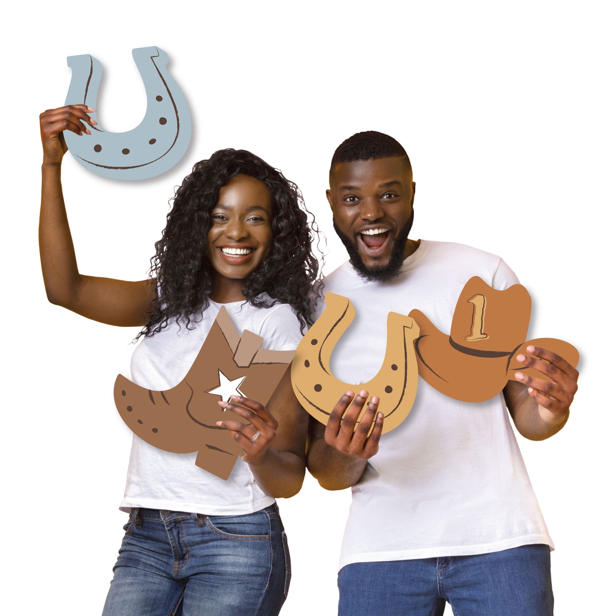Big Dot of Happiness My First Rodeo - Yard Sign and Outdoor Lawn Decorations - Little Cowboy 1st Birthday Party Yard Signs - Set of 8