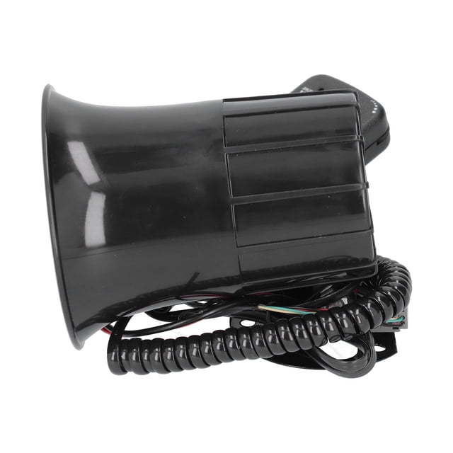 Car Alarm Horn, Emergency Sound Black Megaphone 120db 6 Sounds For 12V Auto Car Firefighting