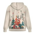 thumbnail image 5 of FOR U DESIGNS Christmas Deer Zip Hoodies for Women Oversized Trendy Hoodie Size XL Hooded Sweatshirt Women with Front Zipper Lightweight Down-Shoulder Collar Sportswear, 5 of 7